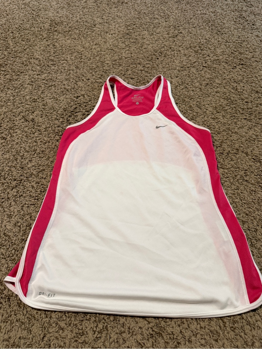Nike White and Pink Dri-FIT Racerback Tank